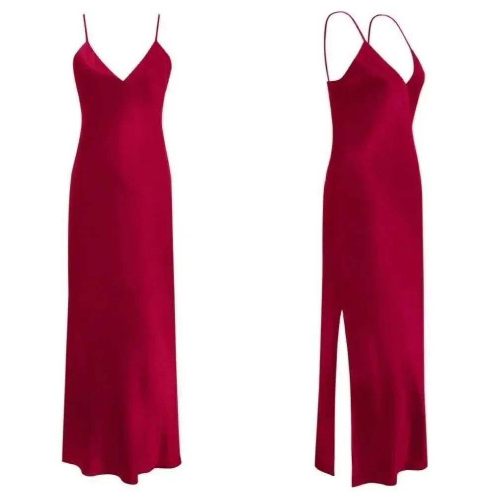 NWT Gold Hawk Sylvia Viscose Slip Maxi Dress In Red Size Small $350 MSRP